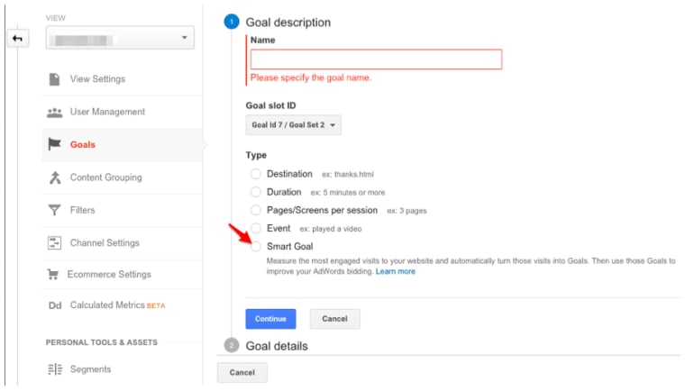 Smart Goals Features of Google Analytics